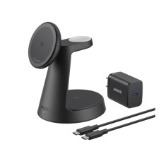 ANKER MagGo Bežični Dock Stand 3u1, sa kablovima i zidnim punjačem, crni