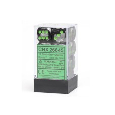 Chessex Kockice - Gemini - Black-Grey & Green - Dice Block 16mm (12)
