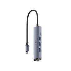 CUDY UH605 1.0,5-In-1 USB-C Hub with Gigabit Ethernet Port,3× USB-A 3.2 Gen 1 (5 Gbps),25cm