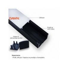 DAWN Led profil LL-ALP004-R komplet crni DAWN Led profil LL-ALP004-R komplet crni