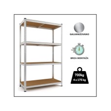 EPRO Metalna montažna polica Standard 150x70x30cm, metal-drvo, 700kg (4x175kg)