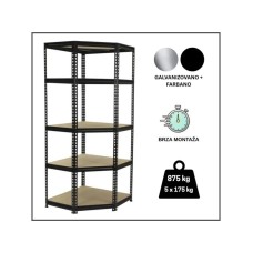 EPRO Metalna montažna ugaona polica Premium 180x90x40cm, metal-drvo, 875kg (5x175kg)