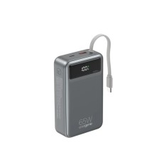 GEMBIRD PB20-PD65-LCD-01 Powerbank od 65W za brzo punjenje sa integrisanim kablovima, 20000 mAh GEMBIRD PB20-PD65-LCD-01 Powerbank od 65W za brzo punjenje sa integrisanim kablovima, 20000 mAh
