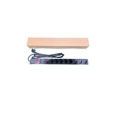GEMBIRD Razvodni PDU panel za rack 19 in, sa 10 uticnih mesta, kabl 2m (aluminijum)