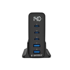 GEMBIRD TA-UC-2A3C-PD140-01-BK 5-port 140 W GaN USB fast charger, black GEMBIRD TA-UC-2A3C-PD140-01-BK 5-port 140 W GaN USB fast charger, black