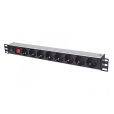 INTELLINET 19 Power Strip 8-Sockets German type produzni kabl sa zastitom crni INTELLINET 19 Power Strip 8-Sockets German type produzni kabl sa zastitom crni