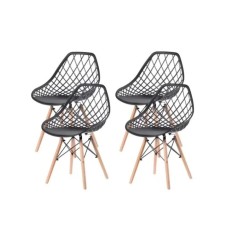 Lemon Planet Set trpezarijskih plastičnih stolica 4 kom Skandi crna Lemon 25-KS009SET