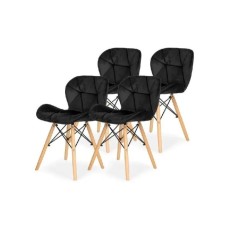 Lemon Planet Set trpezarijskih plišanih stolica 4 kom Freja crna Lemon 25-KS011SET