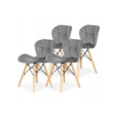 Lemon Planet Set trpezarijskih plišanih stolica 4 kom Freja siva Lemon 25-KS012SET