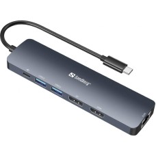 Sandberg USB-C 8K Display Dock HDMI/DP/LAN/2xUSB 3.0/USB C PD 100W 136-43