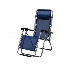 AGROMARKET Baštenska stolica podesiva sa jastukom metalna – plava MESSINA