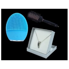 AVATAR Set masažer za lice plavi+ vives ogrlica cirkon + četka za kosu (22826)