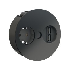 BACHMANN TWIST, 1 šuko utičnica + 1 USB punjač, crna mat ugradbena utičnica 931.131