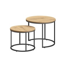Bolzz Okrugli sto za kafu, 2 komada - hrast / crne nogare Bolzz Okrugli sto za kafu, 2 komada - hrast / crne nogare