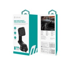 DEVIA Auto držač za mobilni telefon sa bežičnim punjačem, Magnetni, 15W, Crni