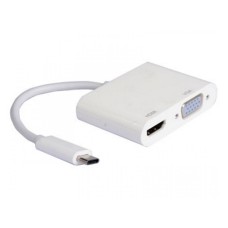 E-GREEN Adapter USB 3.1 tip C (M) - HDMI + VGA (F) beli