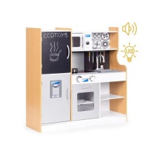 ECO TOYS Decija kuhinja sa zvukom i LED tablom za pisanje, metalni dodaci, MDF, 3+ godine,