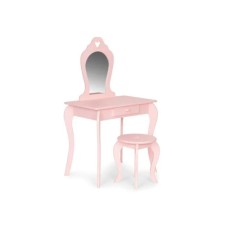ECO TOYS Veliki drveni sto za šminkanje za devojčice sa ogledalom, Pink
