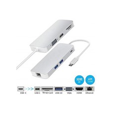 FAST ASIA Adapter-konvertor TIP C na VGA+HDMI+SD/MICRO SD+RJ 45+2xUSB3.0+TIP C