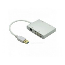FAST ASIA Adapter-konvertor USB 3.0 na HDMI + VGA+DVI + RJ45