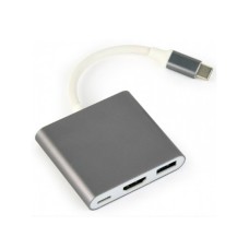 GEMBIRD USB type-C multi-adapter, HDMI, USB, Space Grey (A-CM-HDMIF-02-SG)