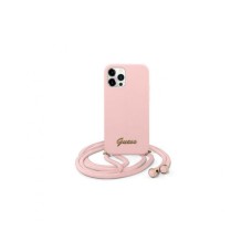 Guess Futrola za iPhone 12/12 Pro Pink Metal Logo Cord