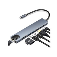 LINKOM USB HUB 8u1, USB-C/HDMI+LAN+2xPD+2xUSB-A+TF+SD 100MBS