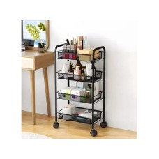 ModernHome CRNA METALNA POLICA SA TOČKIĆIMA ZA KUHINJU ILI KUPATILO 4 NIVOA