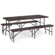 ModernHome Sklopivi sto 180cm + 2 klupe braon (SZK180B2PCBK180)
