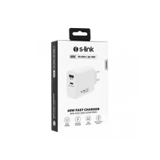 S-LINK SL-EC69 beli kućni punjač (adapter) za telefon USB A/USB C 65W/QC 18W
